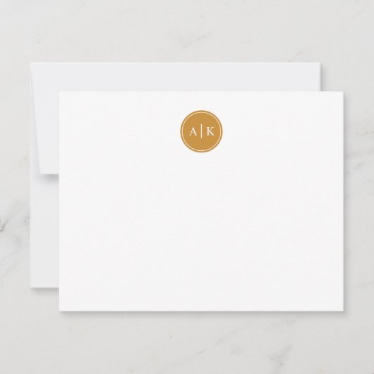 Minimalistisch eenvoudig mosterdgeel monogram notitiekaartje (Voorkant)