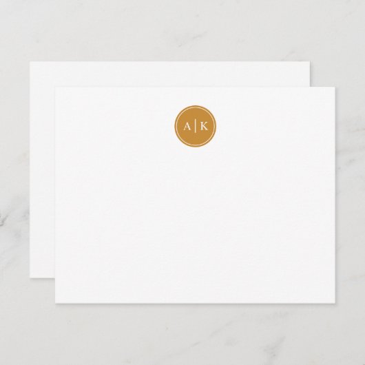 Minimalistisch eenvoudig mosterdgeel monogram notitiekaartje (Voorkant / Achterkant)