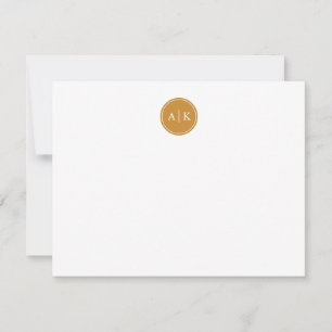 Minimalistisch eenvoudig mosterdgeel monogram notitiekaartje