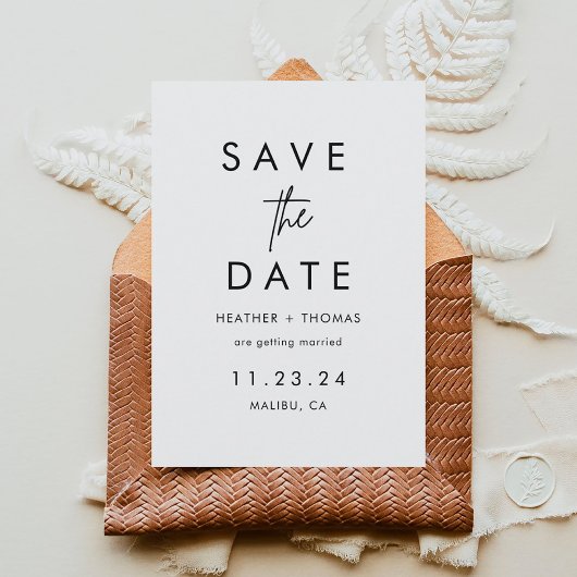 Minimalistisch eenvoudig niet-fotohuwelijk sparen  save the date