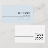 Minimalistisch eenvoudig paasblauw Logo Visitekaartje (Voorkant / Achterkant)