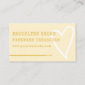 Minimalistisch eenvoudig pastelgeel Schattige hart Visitekaartje (Voorkant)