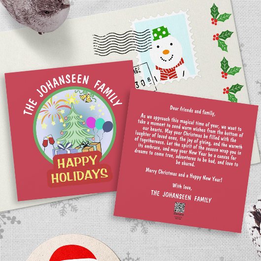 Minimalistisch Eenvoudig  Prettige feestdagen Rood Feestdagenkaart