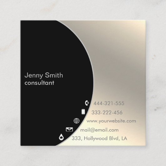 Minimalistisch eenvoudig professioneel goud geomet vierkante visitekaartje (Voorkant)