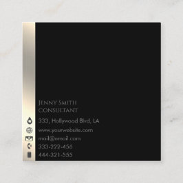 Minimalistisch eenvoudig professioneel goud zwart vierkante visitekaartje