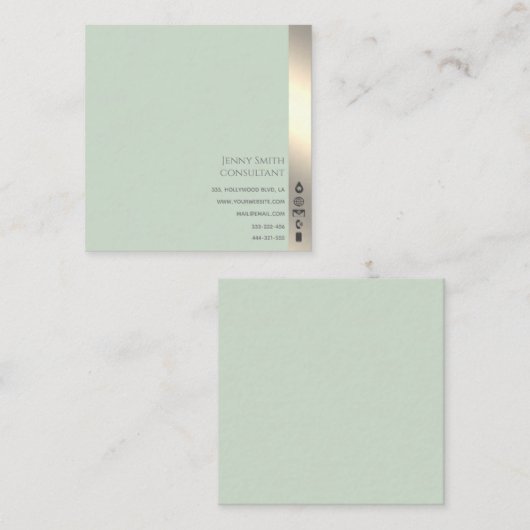 Minimalistisch eenvoudig professioneel neomuntgoud vierkante visitekaartje (Voorkant / Achterkant)