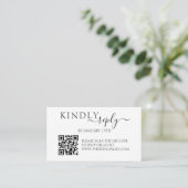 Minimalistisch Eenvoudig QR-code RSVP Wedding Repl Informatiekaartje (Staand voorkant)