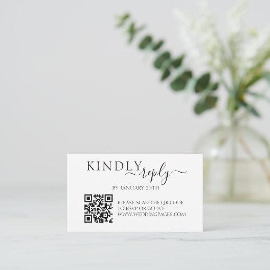 Minimalistisch Eenvoudig QR-code RSVP Wedding Repl Informatiekaartje (Staand voorkant)