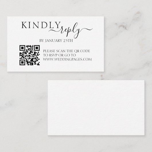 Minimalistisch Eenvoudig QR-code RSVP Wedding Repl Informatiekaartje (Voorkant / Achterkant)