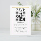 Minimalistisch eenvoudig QR RSVP Gold Lijst Kaart (Staand voorkant)
