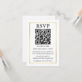 Minimalistisch eenvoudig QR RSVP Gold Lijst Kaart (Voorkant / Achterkant in situ)