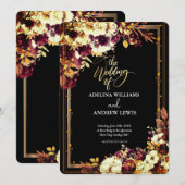 Minimalistisch Eenvoudig Rood Rose, Goud Lijst uit Kaart (Voorkant / Achterkant)