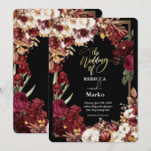 Minimalistisch Eenvoudig Rood Rose, Goud Lijst uit Kaart (Voorkant / Achterkant)