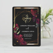 Minimalistisch Eenvoudig Rood Rose, Goud Lijst uit Kaart (Staand voorkant)