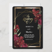 Minimalistisch Eenvoudig Rood Rose, Goud Lijst uit Kaart (Voorkant)