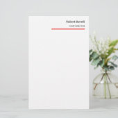 Minimalistisch Eenvoudig Rood Wit Modern Briefpapier (Staand voorkant)