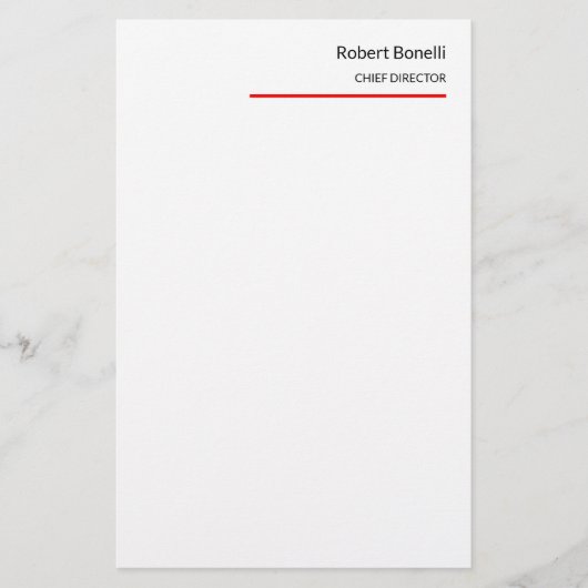 Minimalistisch Eenvoudig Rood Wit Modern Briefpapier (Voorkant)