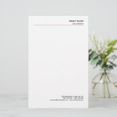 Minimalistisch Eenvoudig Rood Wit Modern  Briefpapier (Staand voorkant)