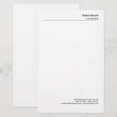 Minimalistisch Eenvoudig Rood Wit Modern  Briefpapier (Voorkant / Achterkant)
