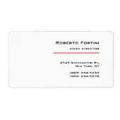 Minimalistisch Eenvoudig Rood Wit Modern Etiket (Voorkant)