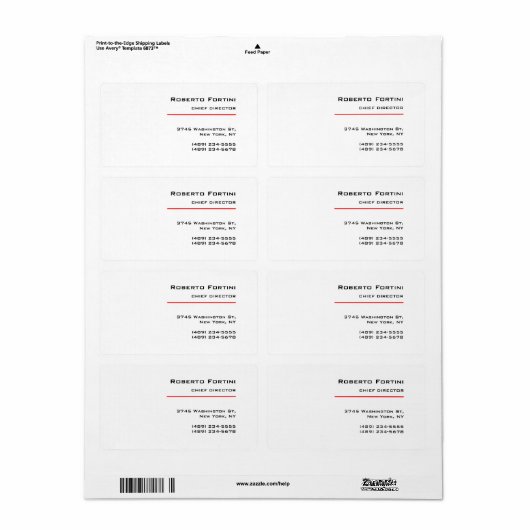 Minimalistisch Eenvoudig Rood Wit Modern Etiket (Full Sheet)