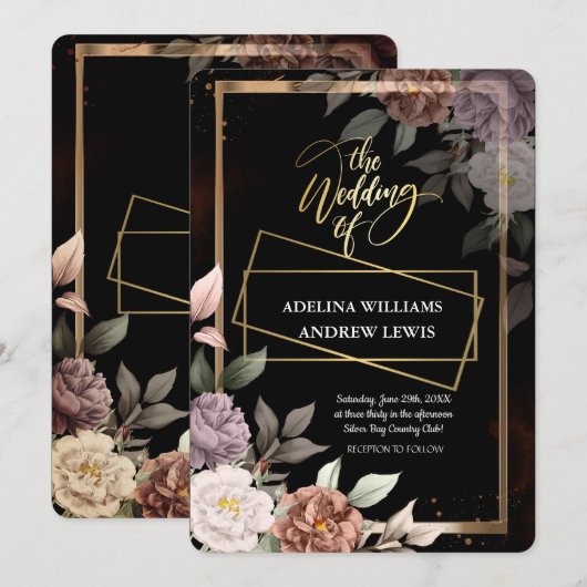 Minimalistisch eenvoudig Roos, gouden Lijst bruilo Kaart (Voorkant / Achterkant)