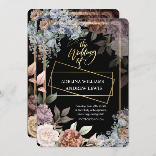 Minimalistisch eenvoudig Roos, gouden Lijst bruilo Kaart (Voorkant / Achterkant)