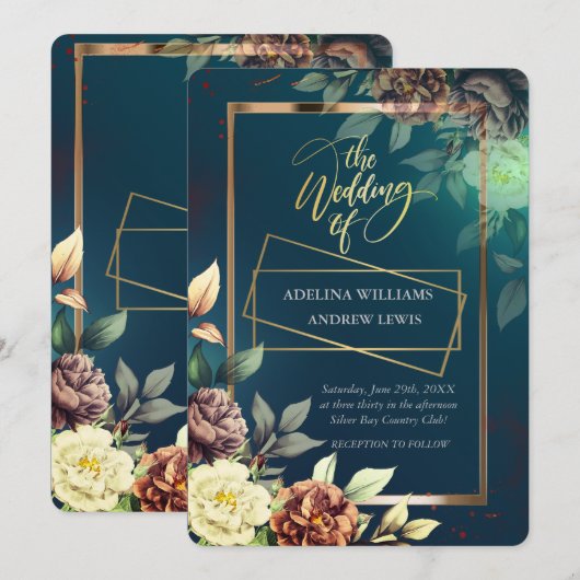 Minimalistisch eenvoudig Roos, gouden Lijst bruilo Kaart (Voorkant / Achterkant)