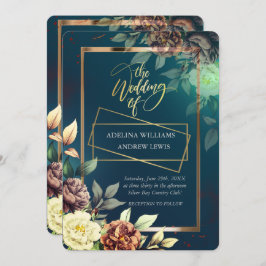 Minimalistisch eenvoudig Roos, gouden Lijst bruilo Kaart