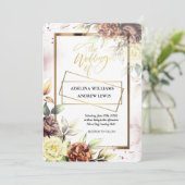 Minimalistisch eenvoudig Roos, gouden Lijst bruilo Kaart (Staand voorkant)