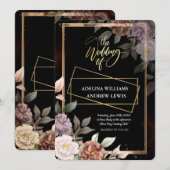 Minimalistisch eenvoudig Roos, gouden Lijst bruilo Kaart (Voorkant / Achterkant)