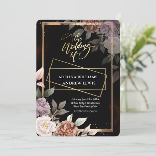 Minimalistisch eenvoudig Roos, gouden Lijst bruilo Kaart (Staand voorkant)