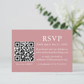 Minimalistisch eenvoudig Roos QR RSVP Kaart (Staand voorkant)