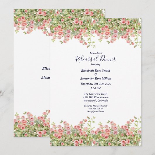 Minimalistisch eenvoudig roos wijnstok repetitie d kaart (Voorkant / Achterkant)