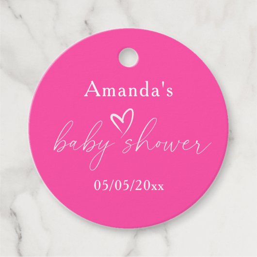 Minimalistisch Eenvoudig Roze Baby shower Bedankjes Labels (Voorkant)