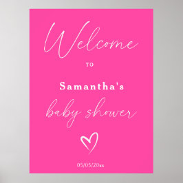 Minimalistisch eenvoudig roze Baby shower welkom Poster