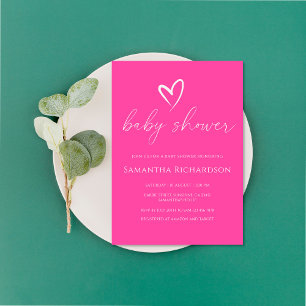 Minimalistisch eenvoudig roze meisje Baby shower Kaart