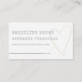 Minimalistisch Eenvoudig Rustiek Kraft Linnen Hart Visitekaartje (Voorkant)