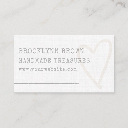 Minimalistisch Eenvoudig Rustiek Kraft Linnen Hart Visitekaartje (Voorkant)