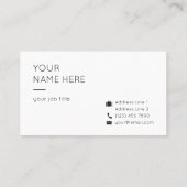Minimalistisch eenvoudig schoon Visitekaartje (Achterkant)