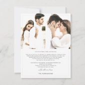 Minimalistisch eenvoudig script bruiloft 3 Fotocol Bedankkaart (Achterkant)