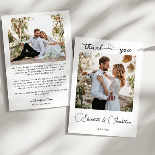 Minimalistisch Eenvoudig Script Hart 2 Fotobruilof Bedankkaart