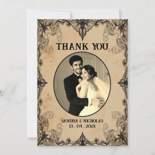 Minimalistisch eenvoudig script  horror gothic bedankkaart (Voorkant)