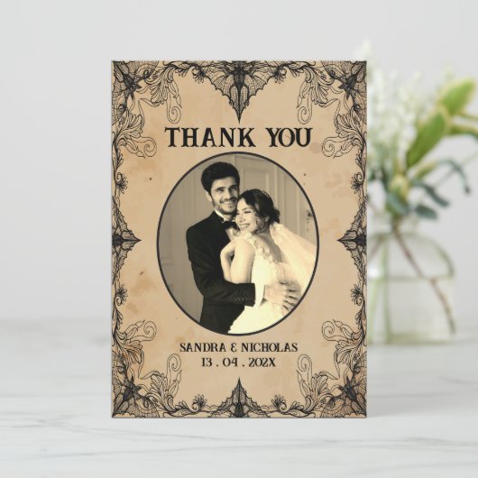 Minimalistisch eenvoudig script  horror gothic bedankkaart (Staand voorkant)