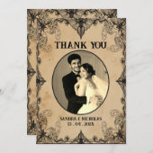 Minimalistisch eenvoudig script  horror gothic bedankkaart (Voorkant / Achterkant)