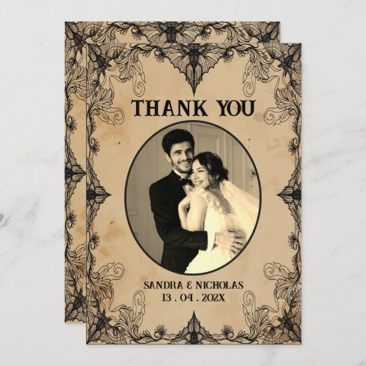 Minimalistisch eenvoudig script  horror gothic bedankkaart (Voorkant / Achterkant)