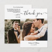 Minimalistisch eenvoudig script met bruiloft foto bedankkaart (Voorkant / Achterkant)