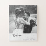 Minimalistisch eenvoudig script met bruiloft foto legpuzzel<br><div class="desc">Deze trouwbedankkaart is de perfecte match uit hetzelfde collectie. Het moderne ontwerp heeft een klassieke blush roze kleur en moderne typografie gemengd met elegante kalligrafie.</div>