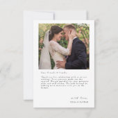 Minimalistisch eenvoudig script met hart trouwfoto bedankkaart (Achterkant)