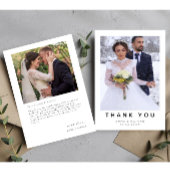 Minimalistisch eenvoudig script met hart trouwfoto bedankkaart